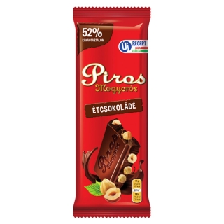 Piros Mogyoros Ungarische Zartbitter-Schokolade mit Haselnüssen - 70g